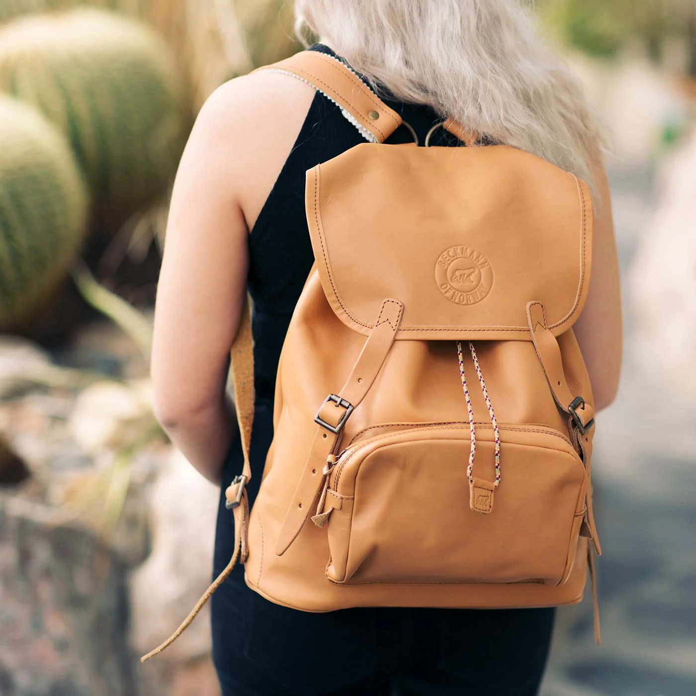 Leather backpack 18 liter, Nature - Image 4