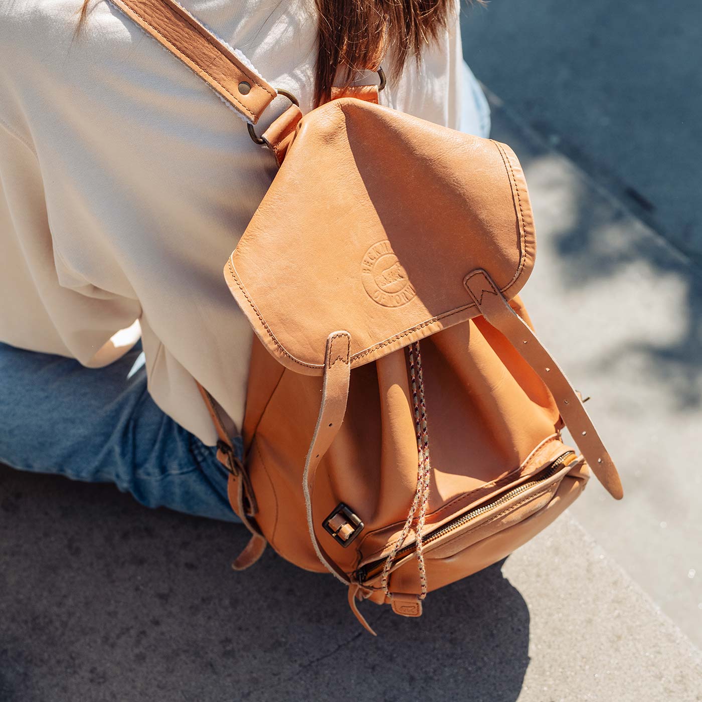 Leather backpack 18 liter, Nature - Image 5