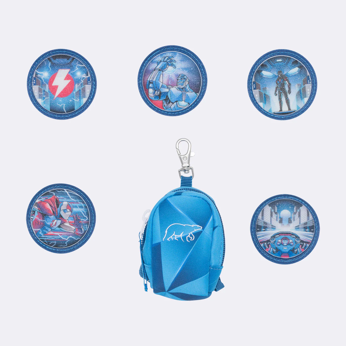 Mini Backpack With Buttons, Blue Lightning