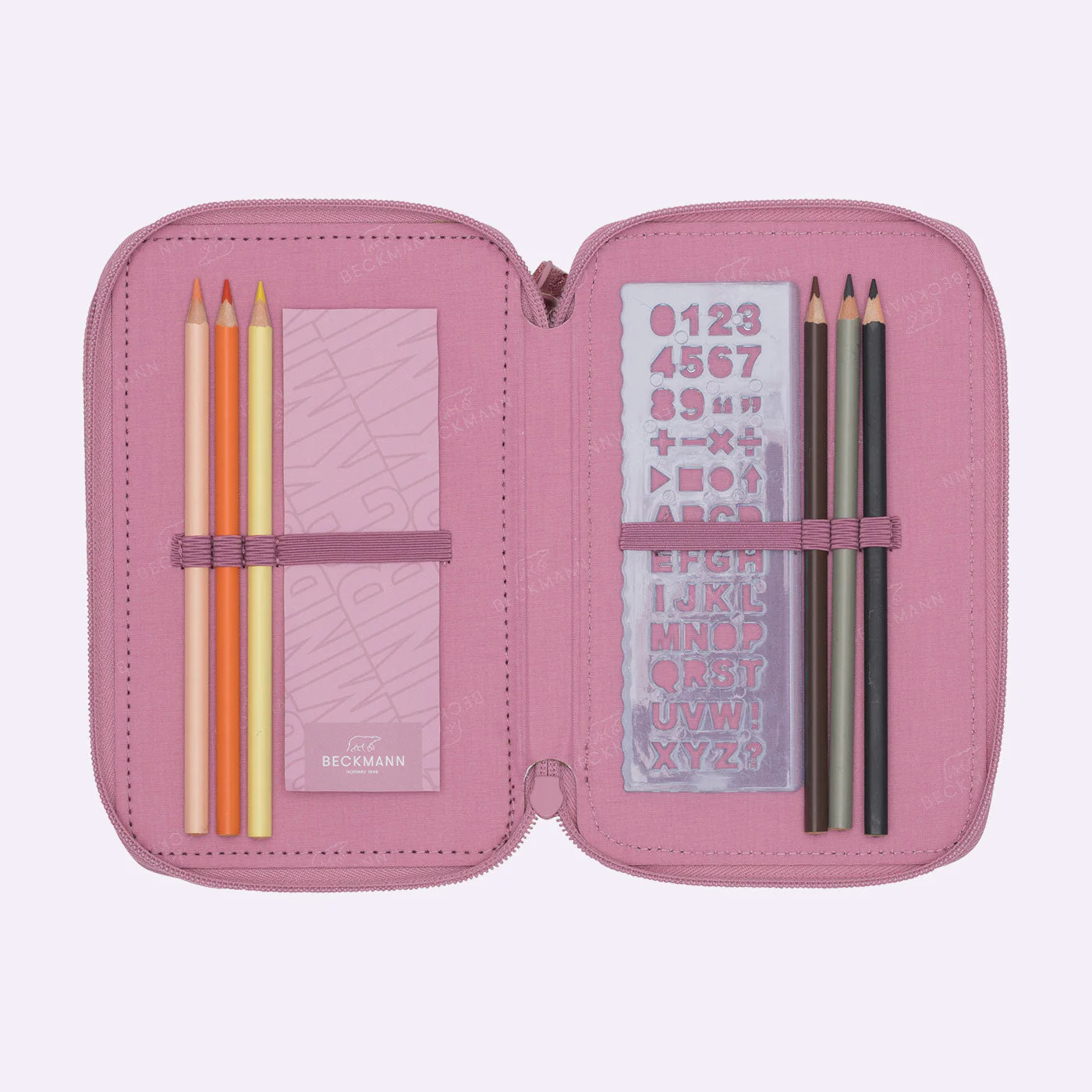 Trelags pennal med innhold, Pink - Image 4