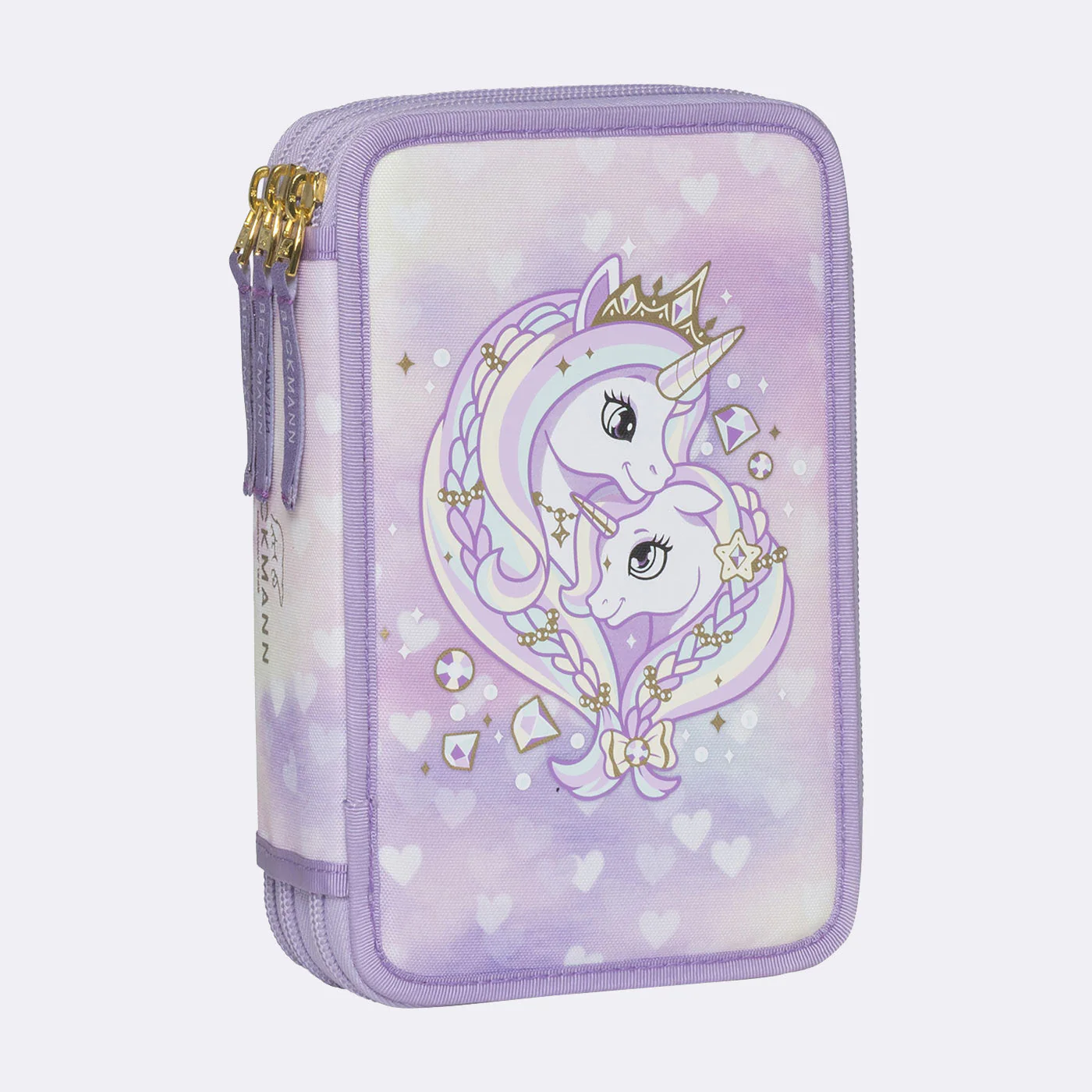 Trelags pennal med innhold, Unicorn Princess Purple